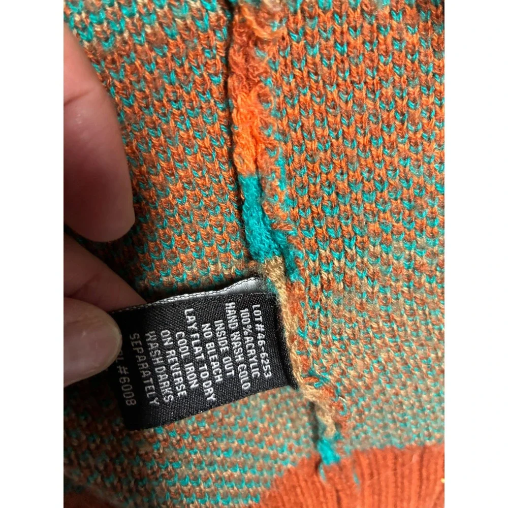 Rock and Roll Cowgirl XL Southwestern Aztec Open Front Cardigan Orange Teal Tan - Picture 6 of 10